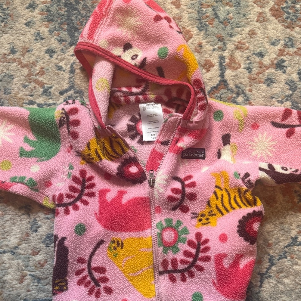 Patagonia Pink Fleece Baby Jacket with Animal Print